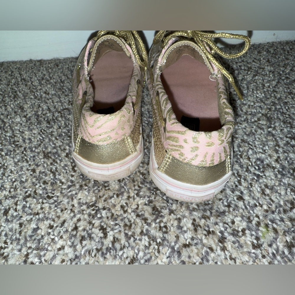 Sperry top sider girls pink and gold glitter sneaker - Picture 3 of 6